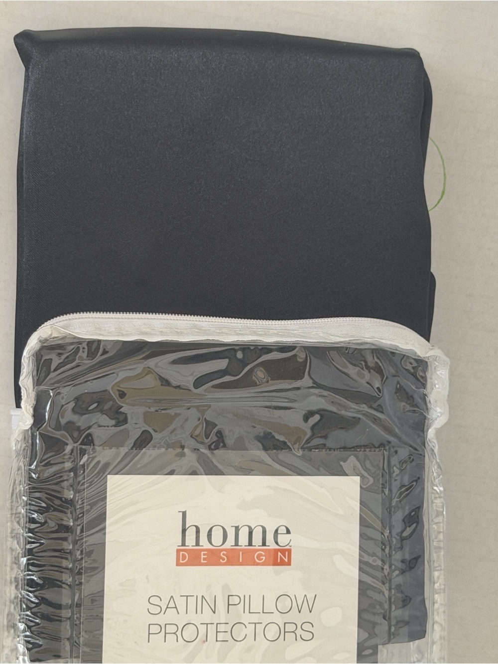 Home Design Black Satin Pillow Protectors - Standard/Queen (Pair)